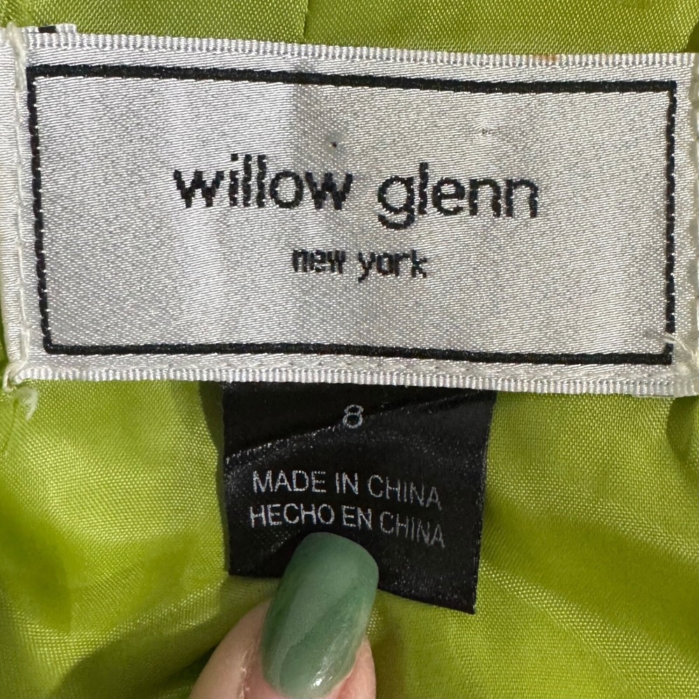 Willow Glenn Green Linen Blend Ruffle Party Dress Sleeveless Fit & Flare Size 8‎ - Picture 5 of 7